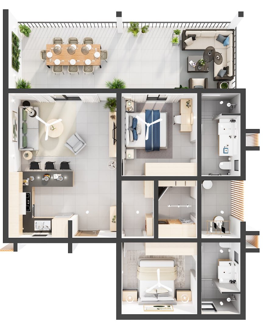 Les Appartements des Vergers 3D Floor Plan
